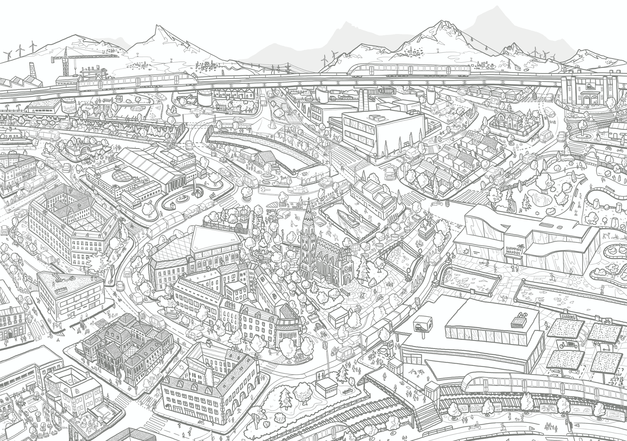 Tu Wien|Forschungsbereich Verkehrssystemplanung|Wimmelbild Animation
